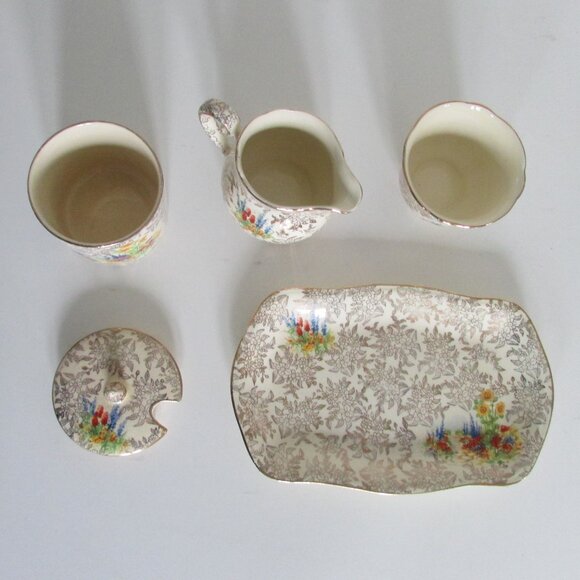 Vintage Sugar and Creamer Tray set, Shelton Ivory - Picture 7 of 10